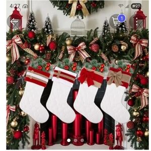 Personalized Christmas Stockings Set of 4- White and Red Christmas Stocking 4